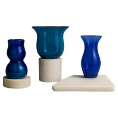 Stillness- A Modern Collection of Sculptural Marble & Murano Glass pieces, 3pcs