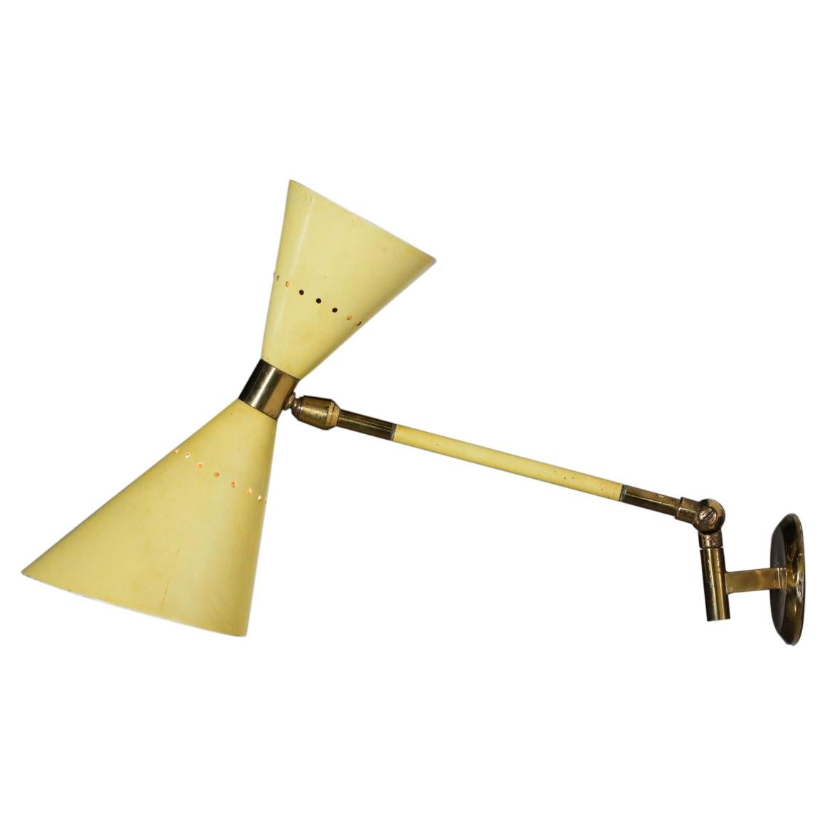 Stillux Milano 1950s Yellow Lacquered Metal Italian Wall Lamp - E432  Wall Lamp For Sale