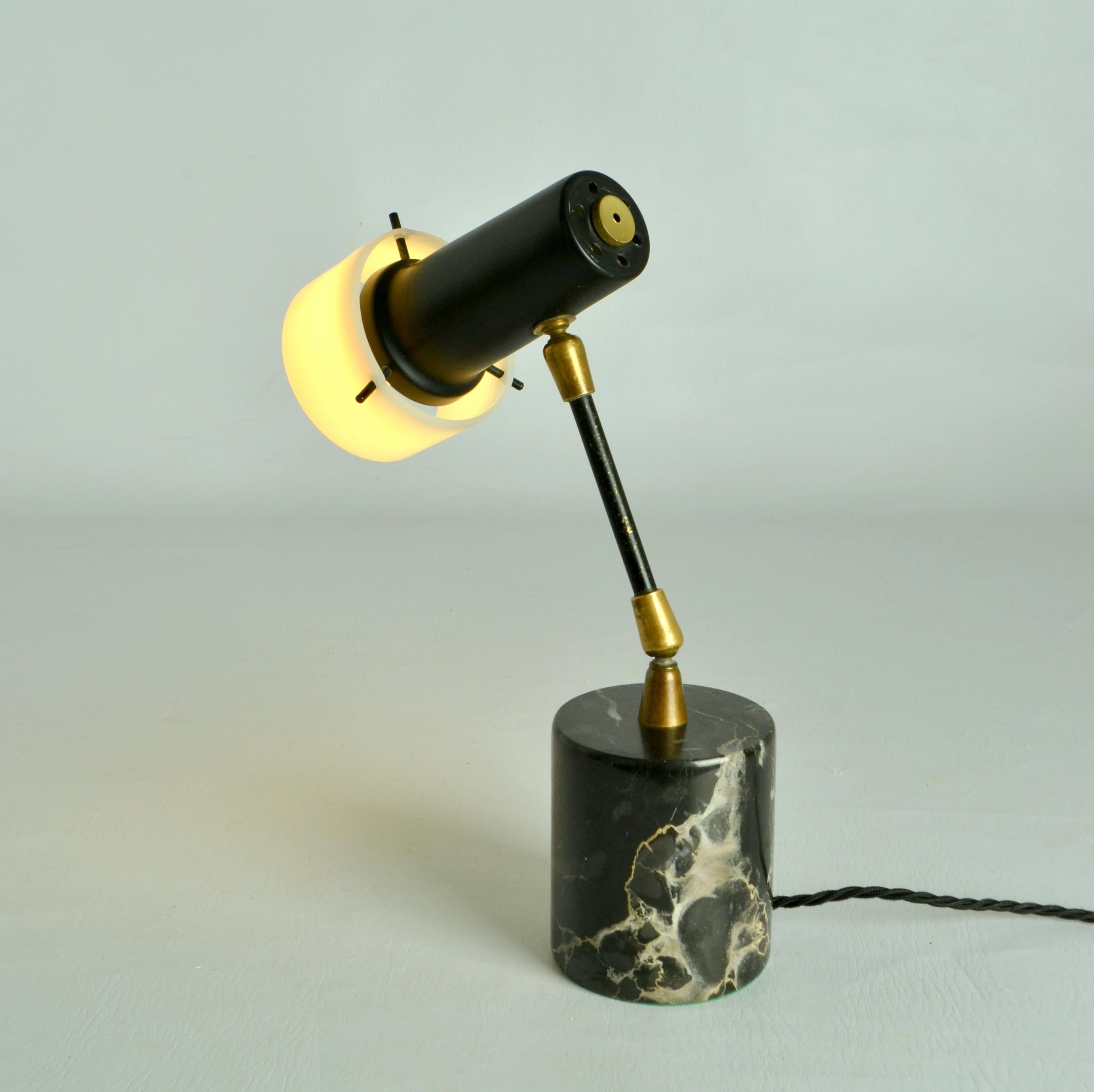 Stillux Table Lamp on Black Marble Base Italy 1960's In Excellent Condition For Sale In London, GB