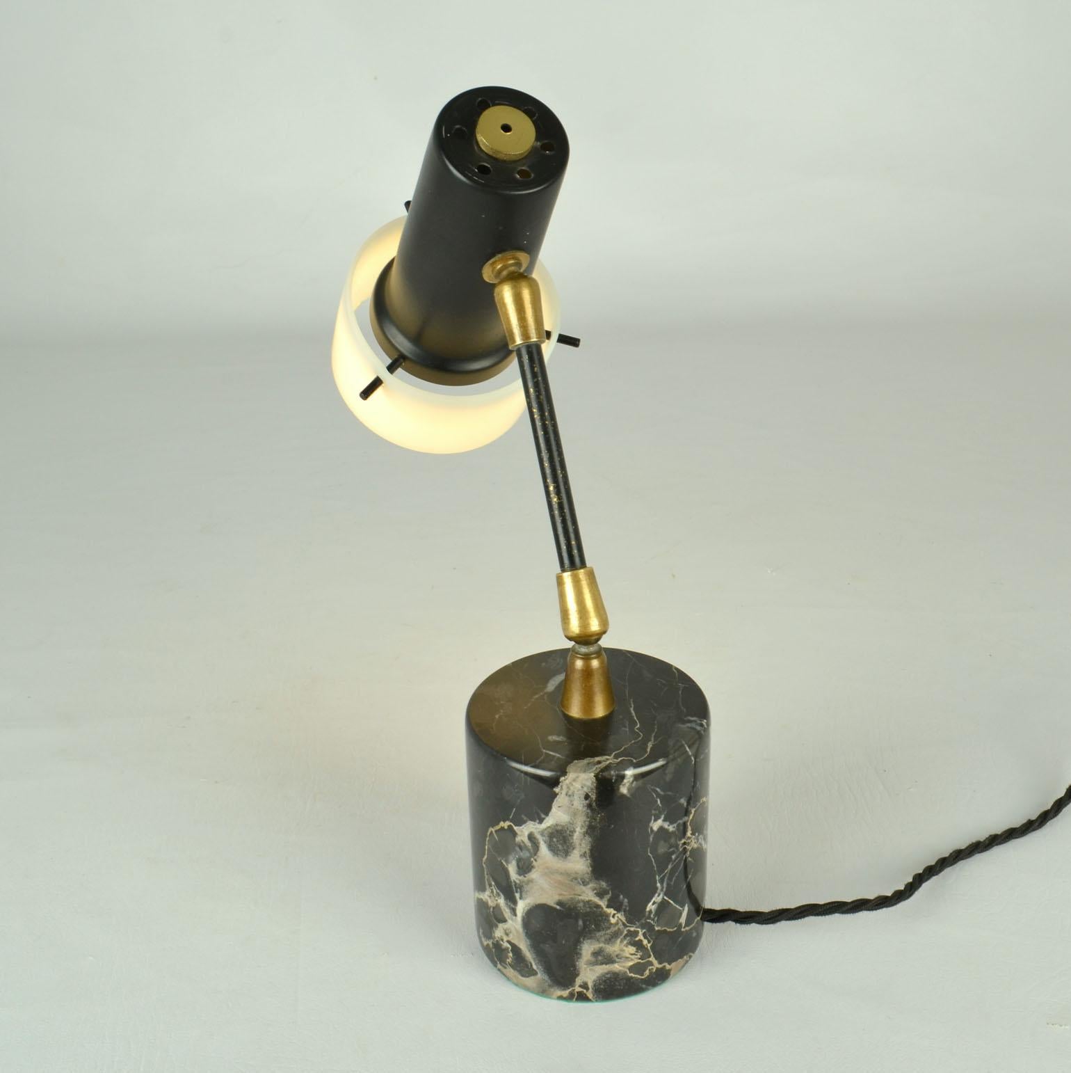 Mid-20th Century Stillux Table Lamp on Black Marble Base For Sale