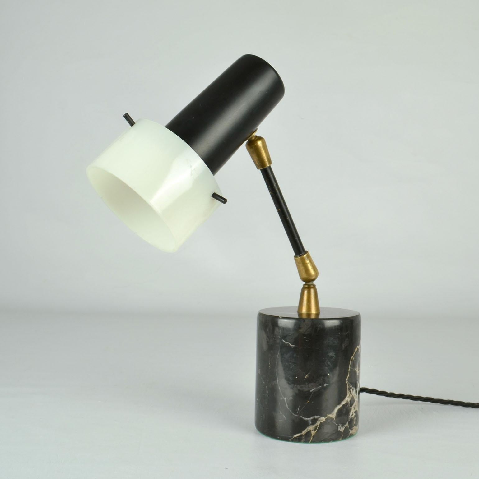 Stillux Table Lamp on Black Marble Base Italy 1960's For Sale 1