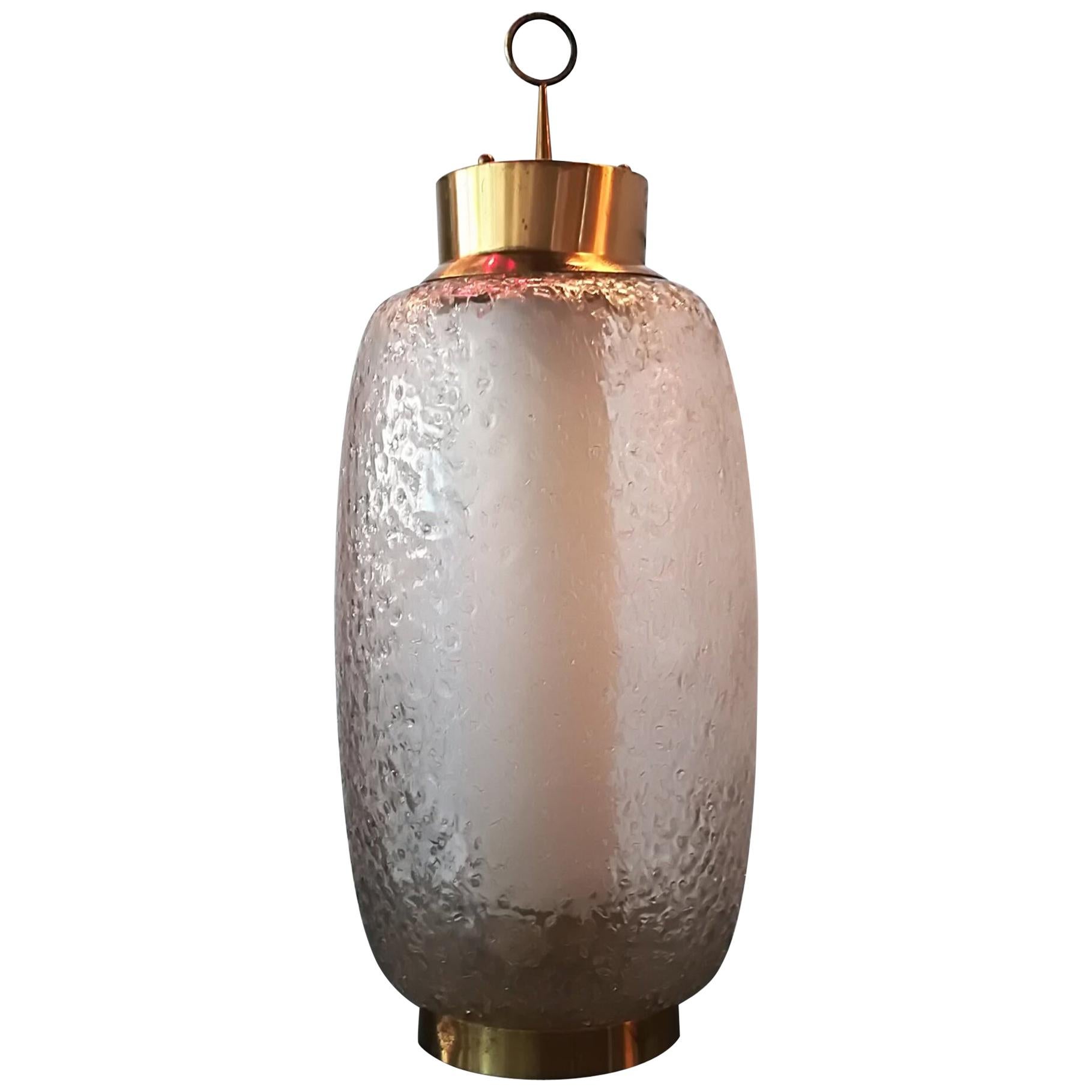 Stilnovo Style 1950, Table Lamp Brass and Glass