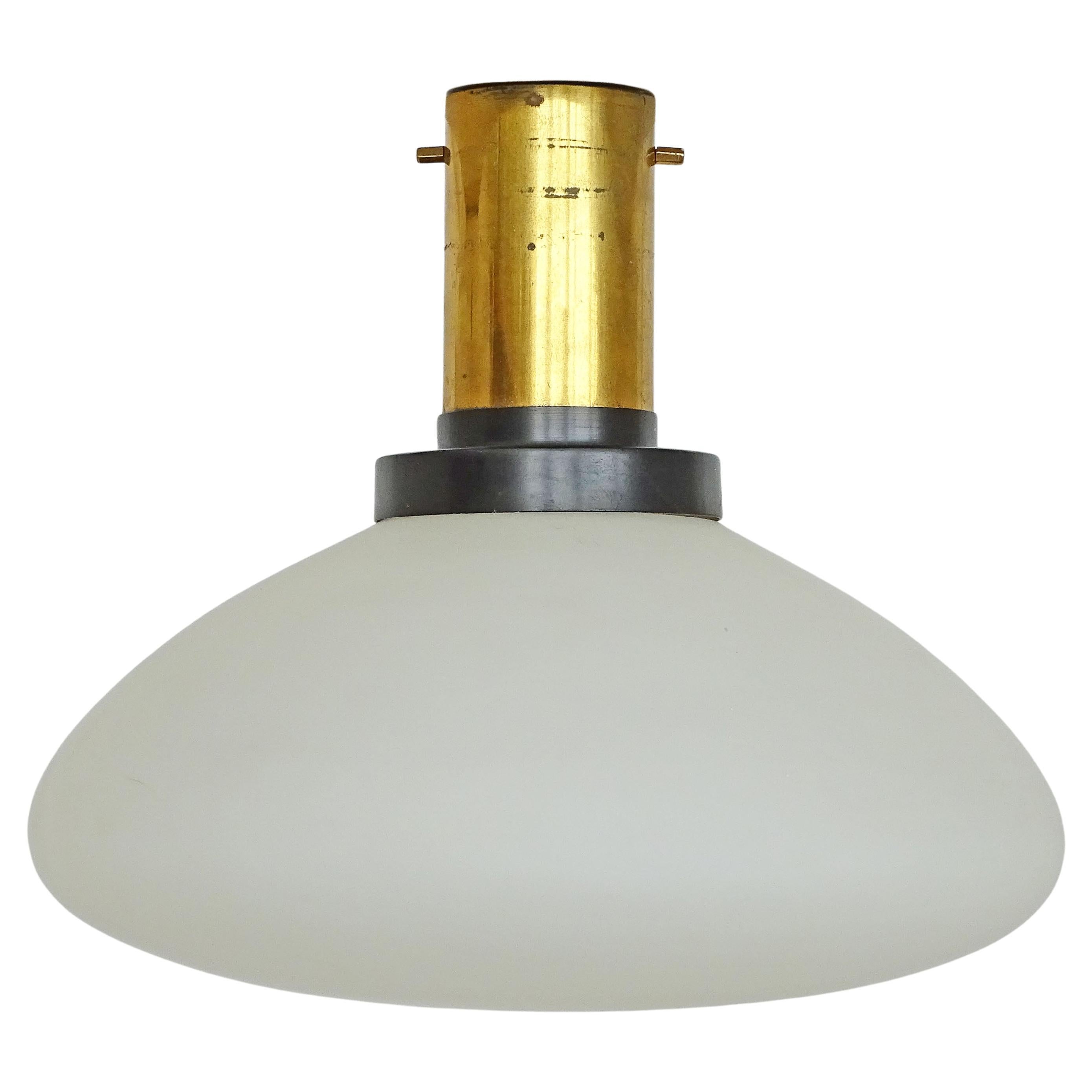 Stilnovo 1950s Brass and Glass Ceiling Lamp For Sale