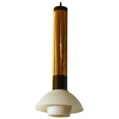 Stilnovo 1950s Italian Pendant Lamp with Opaline Glass Diffuser