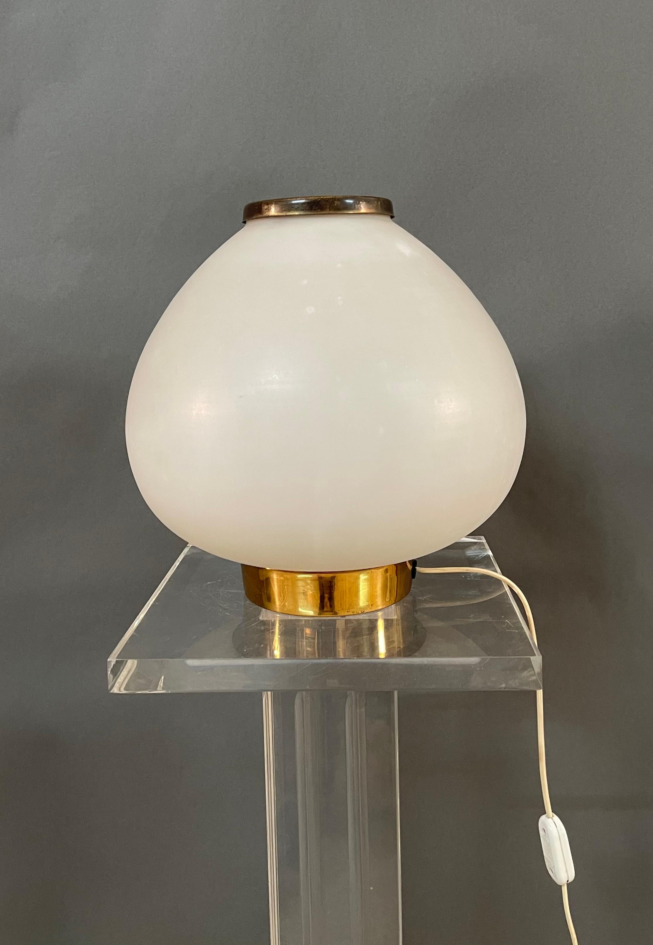 Italian Stilnovo Signed Glass Table Lamp, 1960s  For Sale