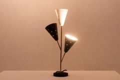 Stilnovo. 3-light lamp in sheet metal and brass. 1960s.