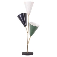 Stilnovo. 3-light lamp in sheet metal and brass. 1960s.