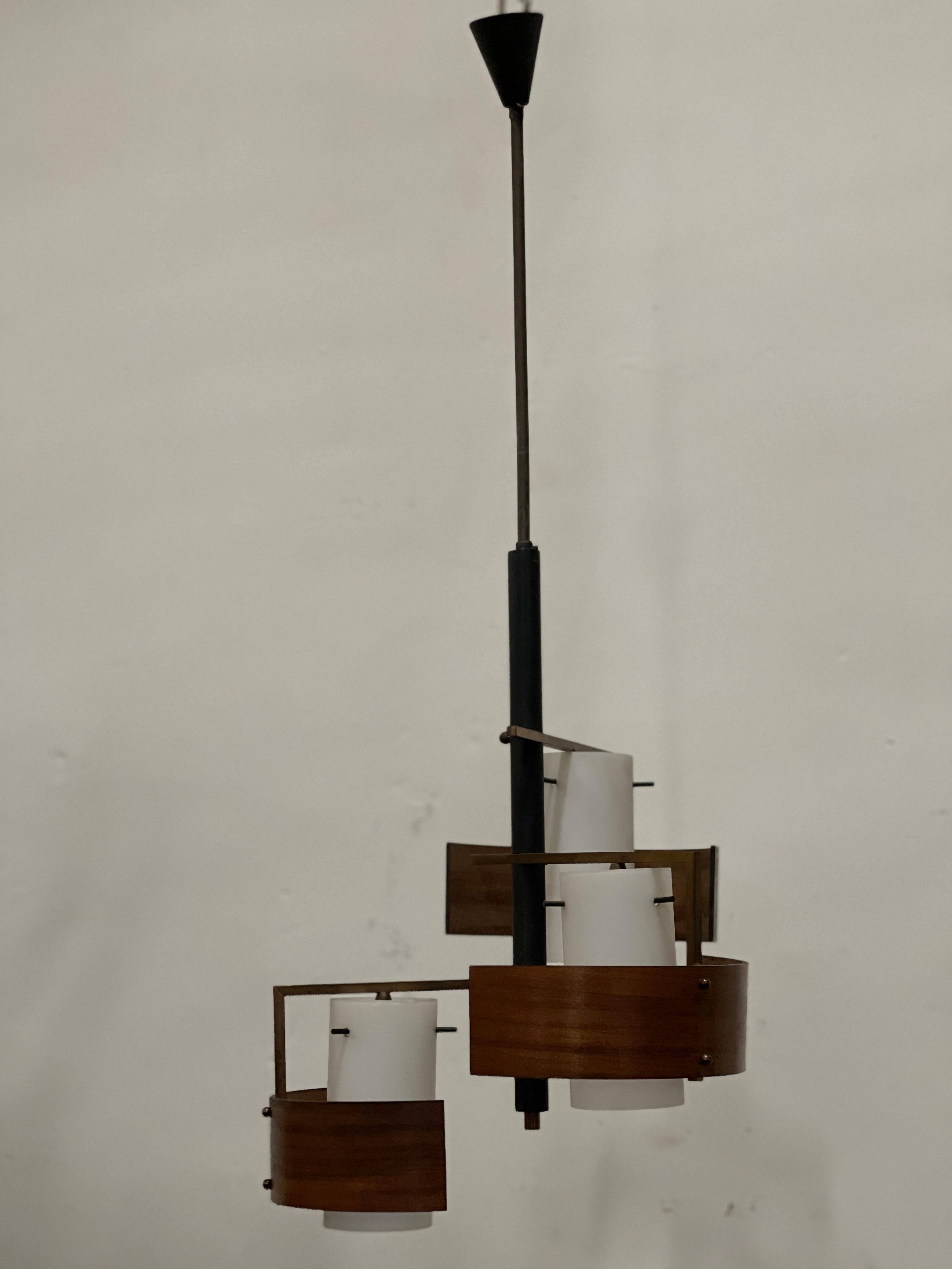 Italian Stilnovo 3 Lights Chandelier For Sale