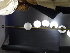 50s Stilnovo Attr. Lamp Glass off White Floor Lamp,  Glass Globes , Gilded Brass