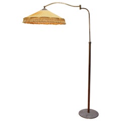 Midcentury Metal, Wood and Brass Floor Lamp Stilnovo Italy 1950s 