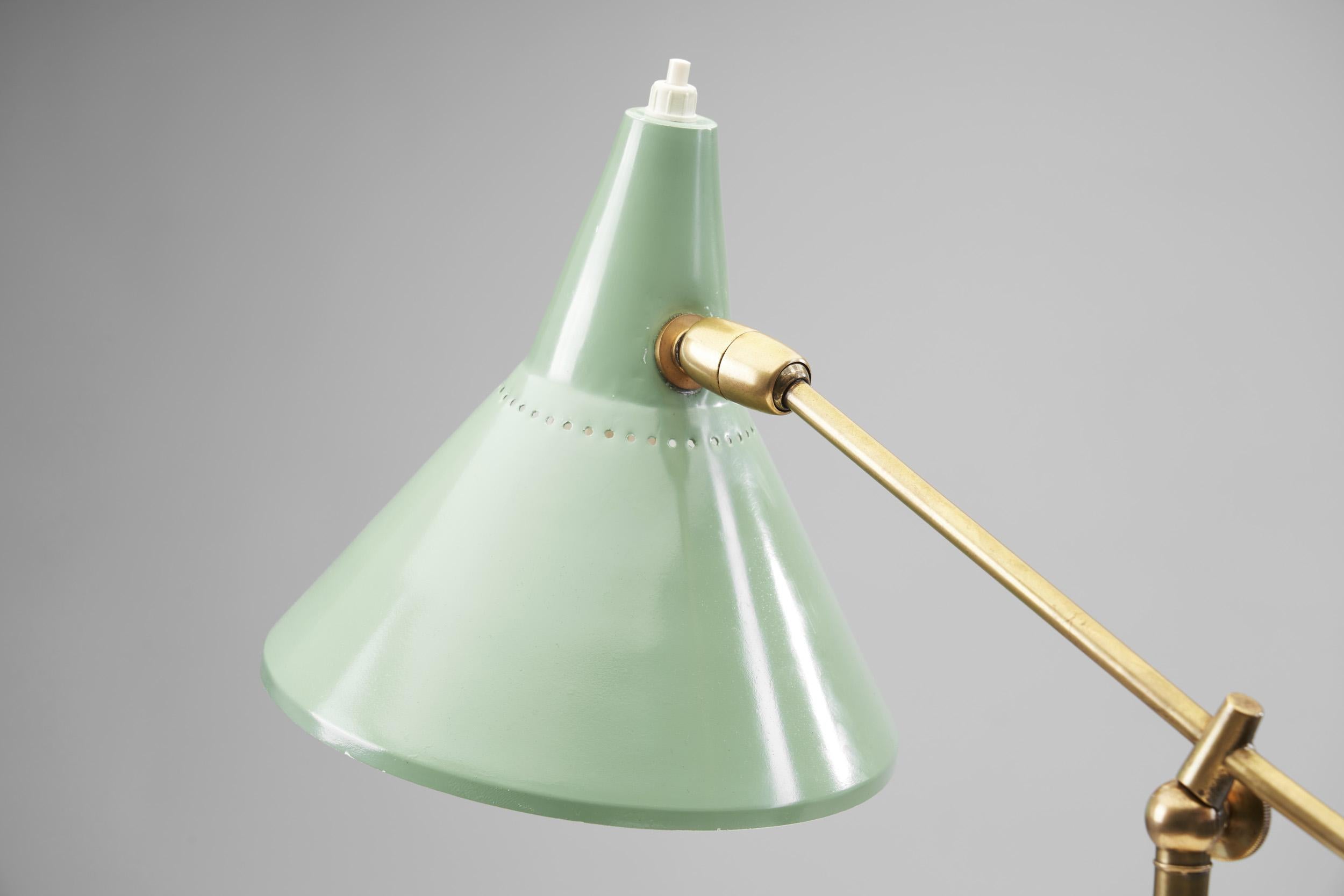 Stilnovo Adjustable Brass Table Lamp with Marble Base, Italy 1950s 3