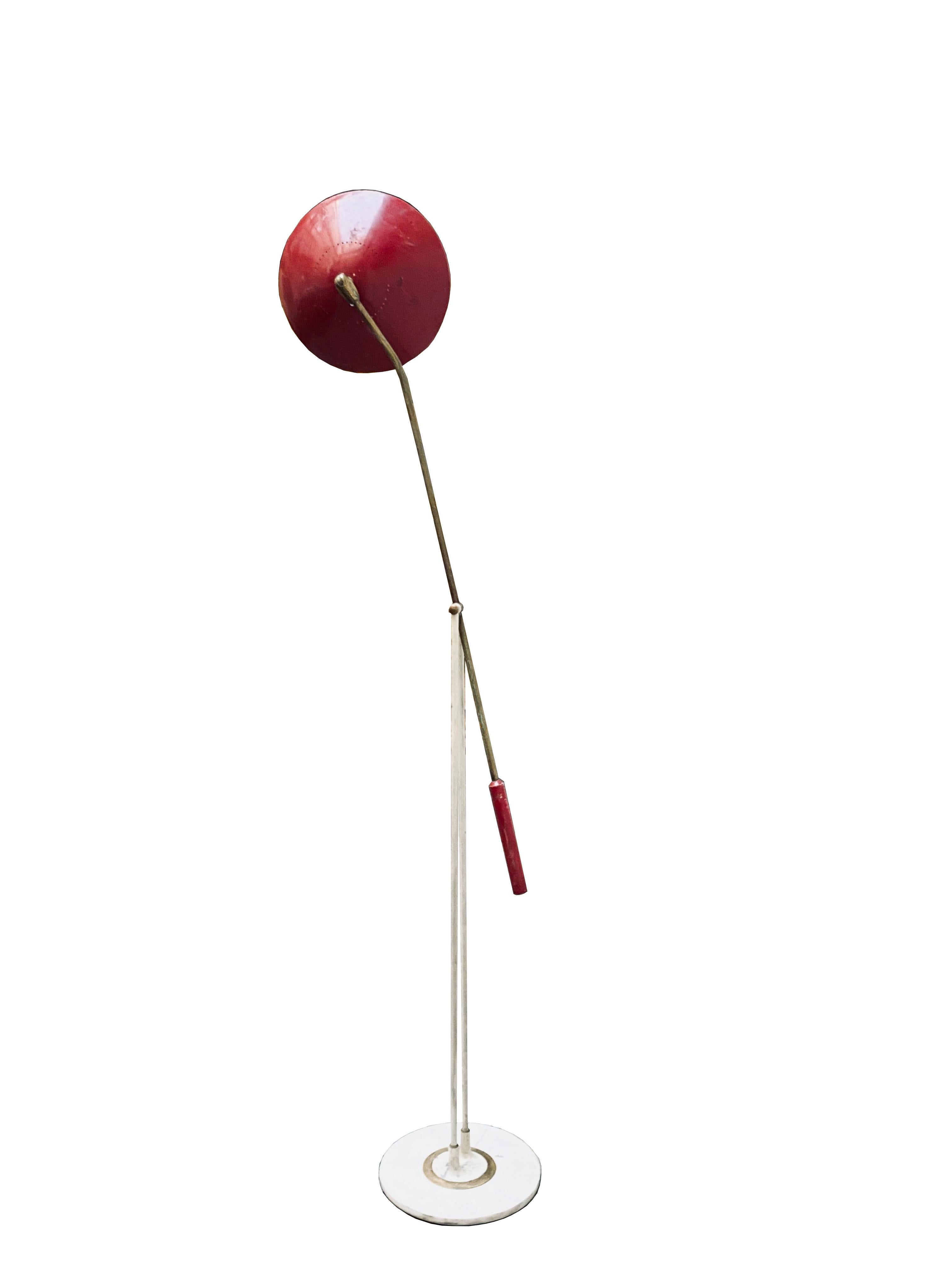 Mid-Century Modern Stilnovo, Adjustable Floor Lamp Brass and Marble, Italy, 1950s For Sale