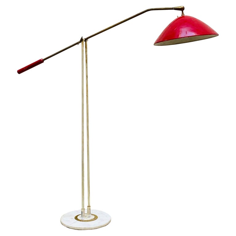 Stilnovo, Adjustable Floor Lamp Brass and Marble, Italy, 1950s For Sale ...