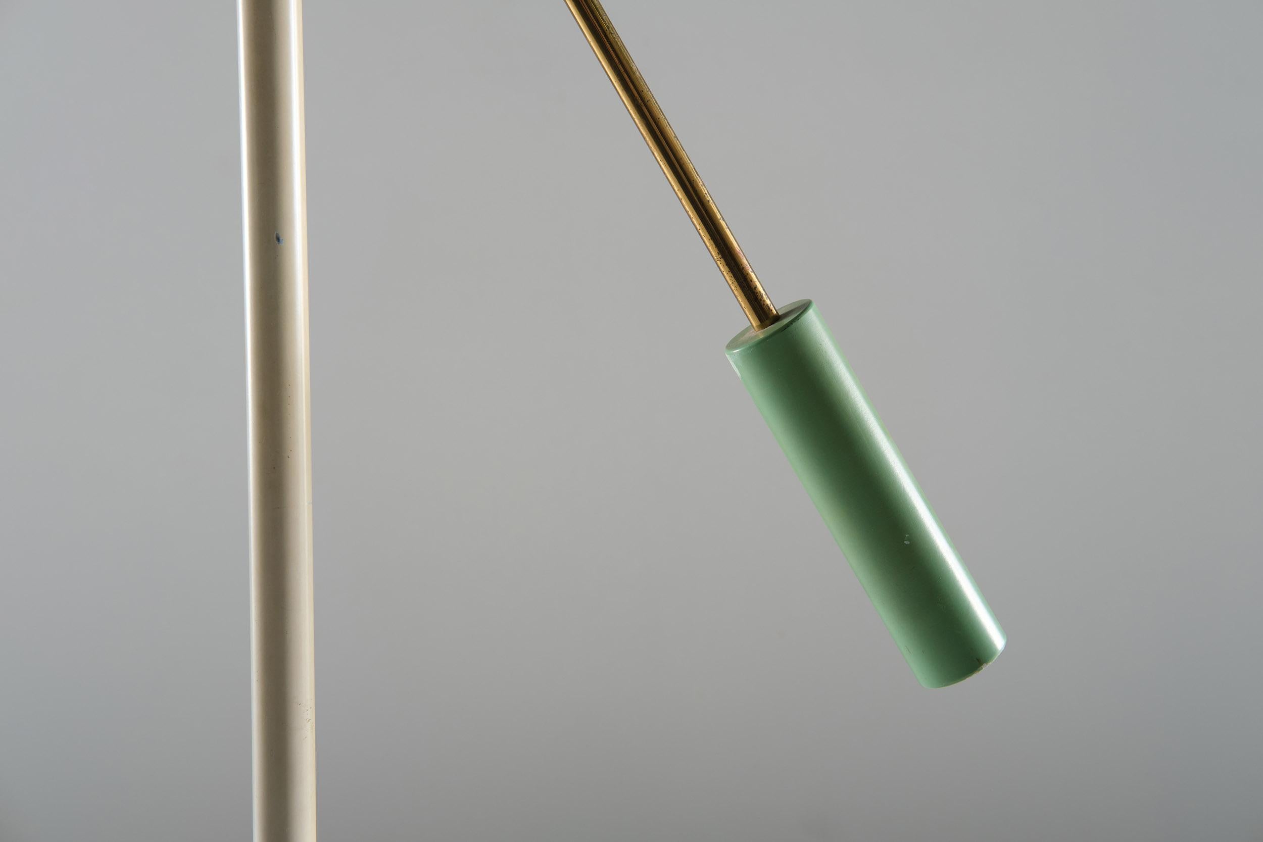Lacquered Stilnovo Adjustable Floor Lamp in Brass and Carrara Marble, 1950s
