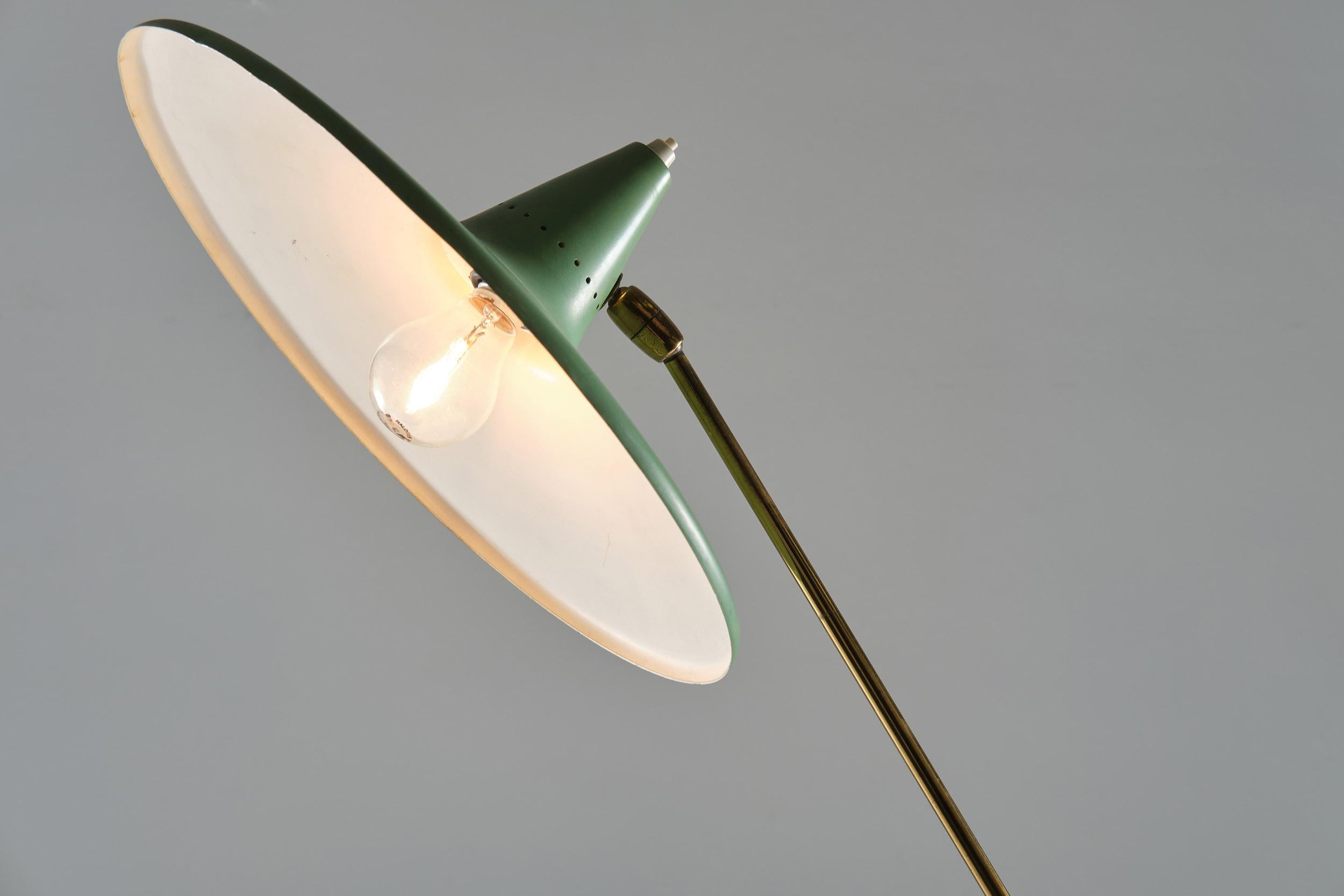 Mid-20th Century Stilnovo Adjustable Floor Lamp in Brass and Carrara Marble, 1950s