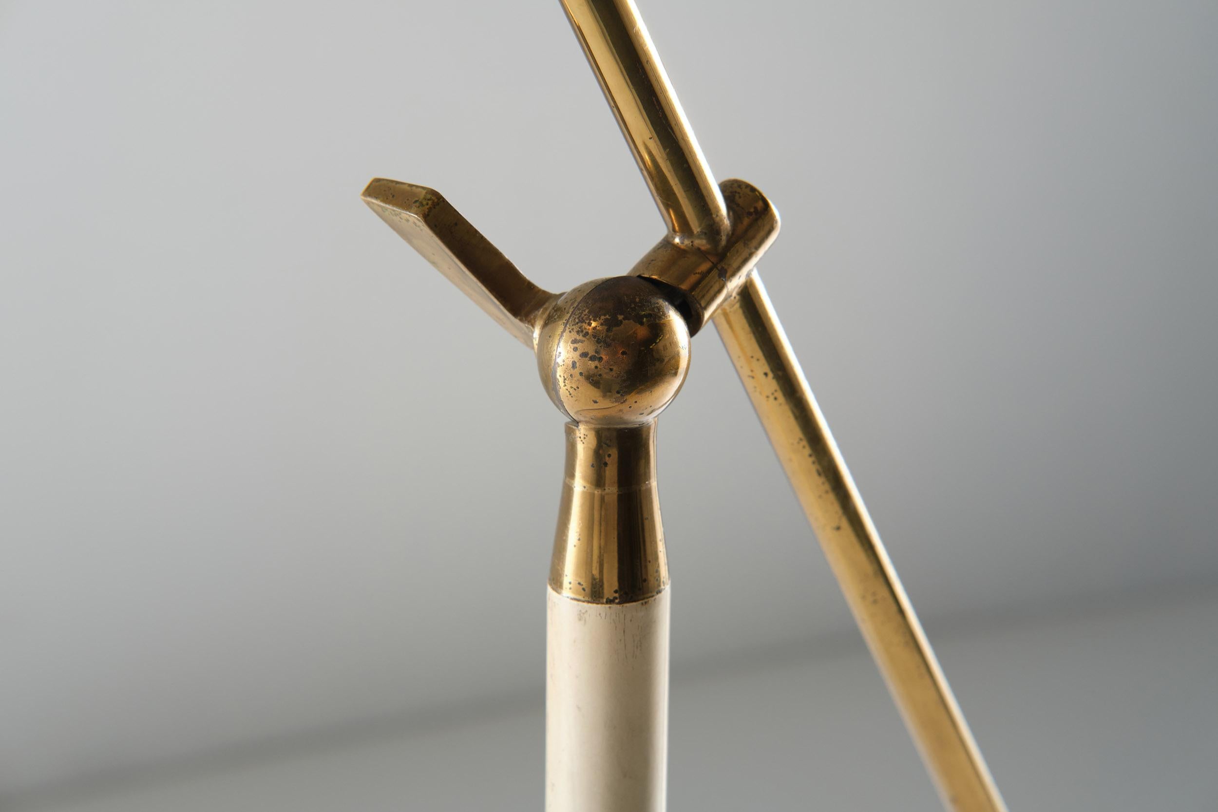 Metal Stilnovo Adjustable Floor Lamp in Brass and Carrara Marble, 1950s
