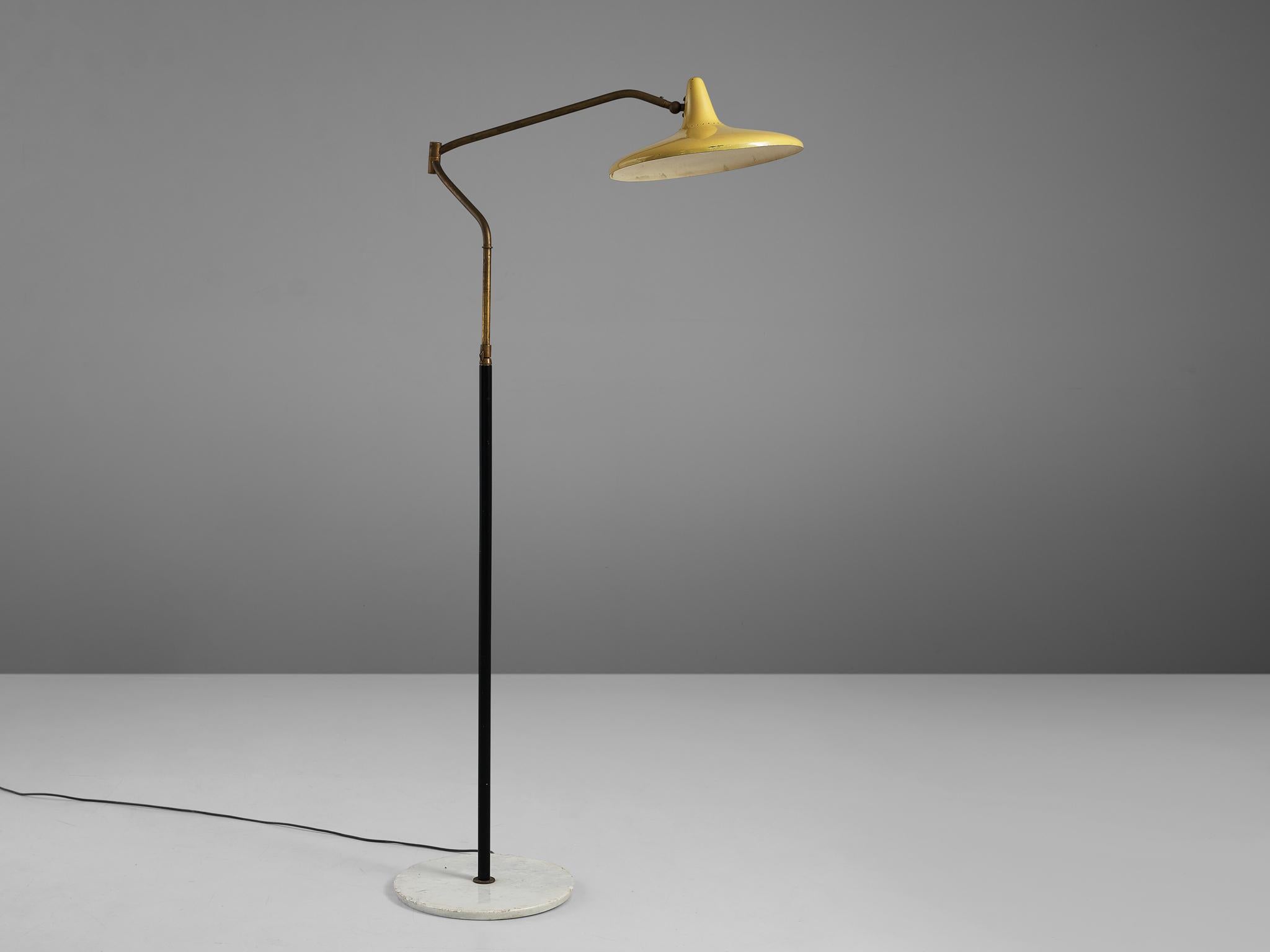 Stilnovo Adjustable Floor Lamp in Marble and Yellow Shade 1