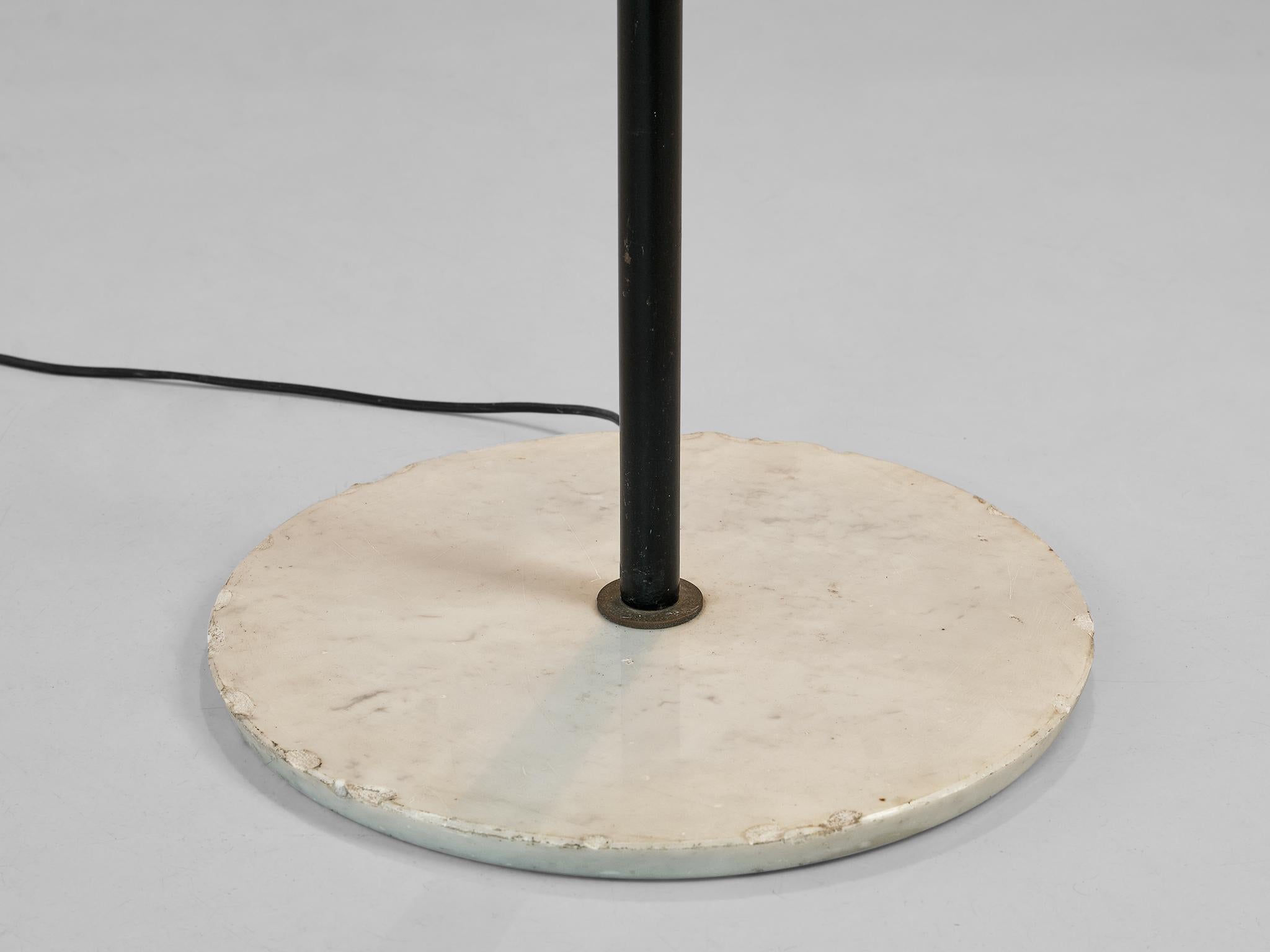 Mid-Century Modern Stilnovo Adjustable Floor Lamp in Marble and Yellow Shade