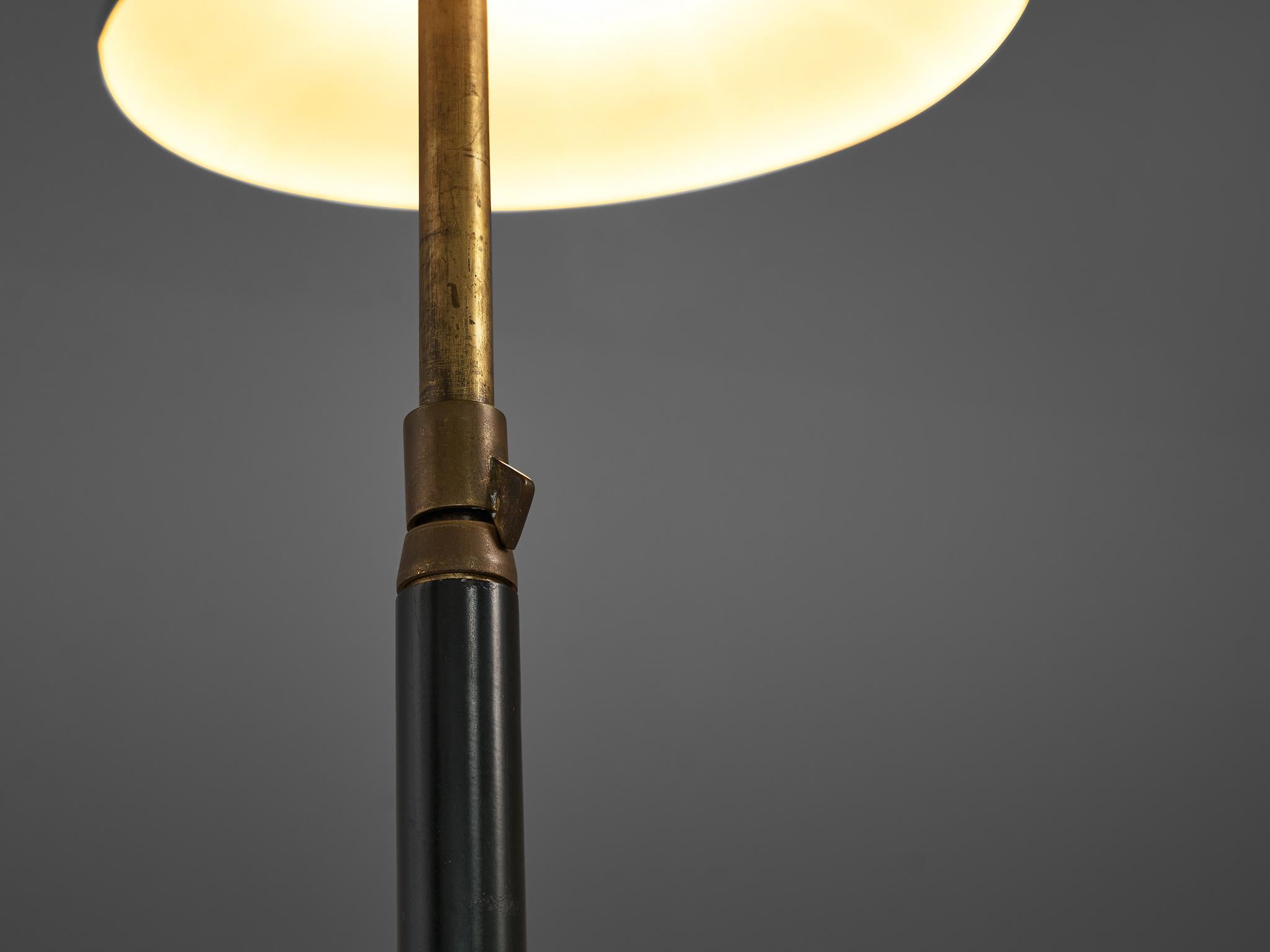 Italian Stilnovo Adjustable Floor Lamp in Marble and Yellow Shade