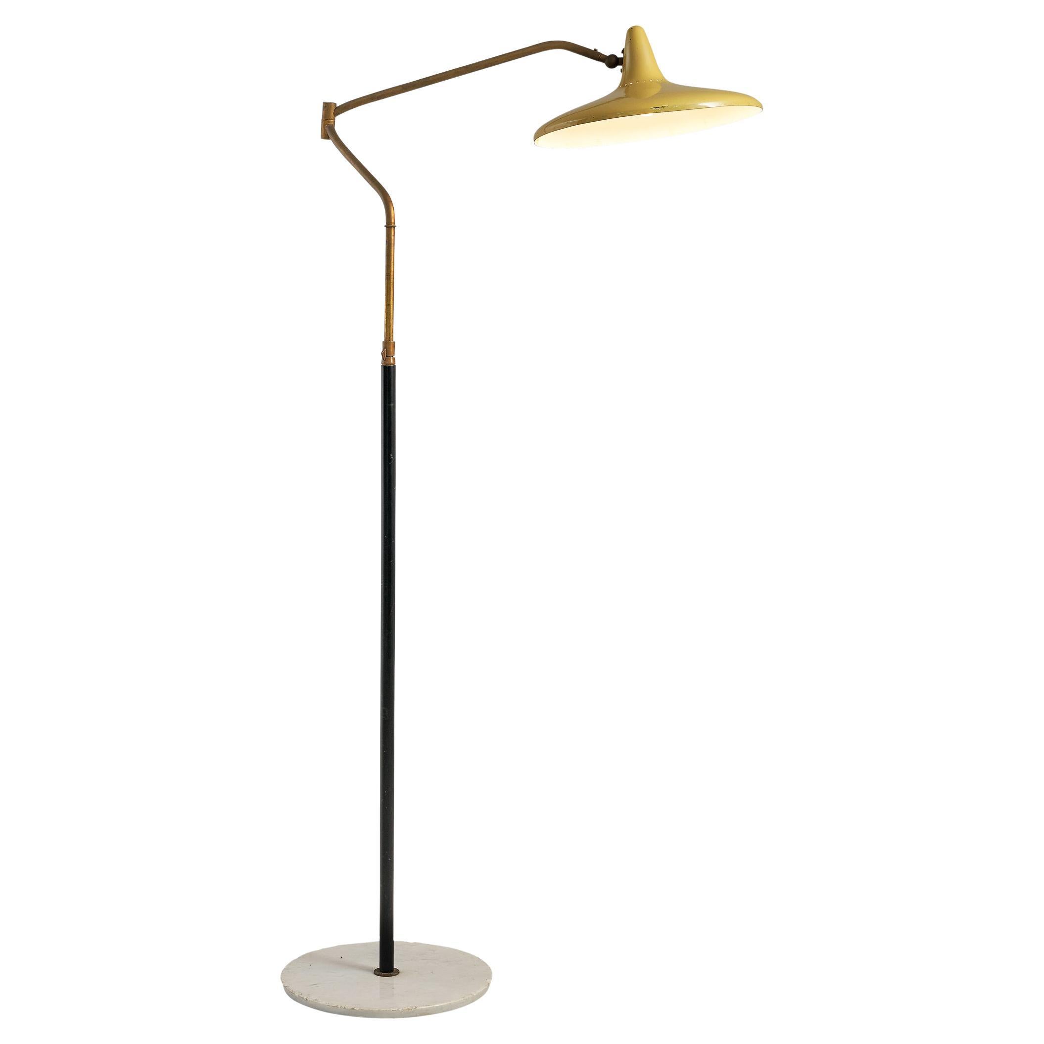 Stilnovo Adjustable Floor Lamp in Marble and Yellow Shade