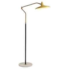 Stilnovo Adjustable Floor Lamp in Marble and Yellow Shade
