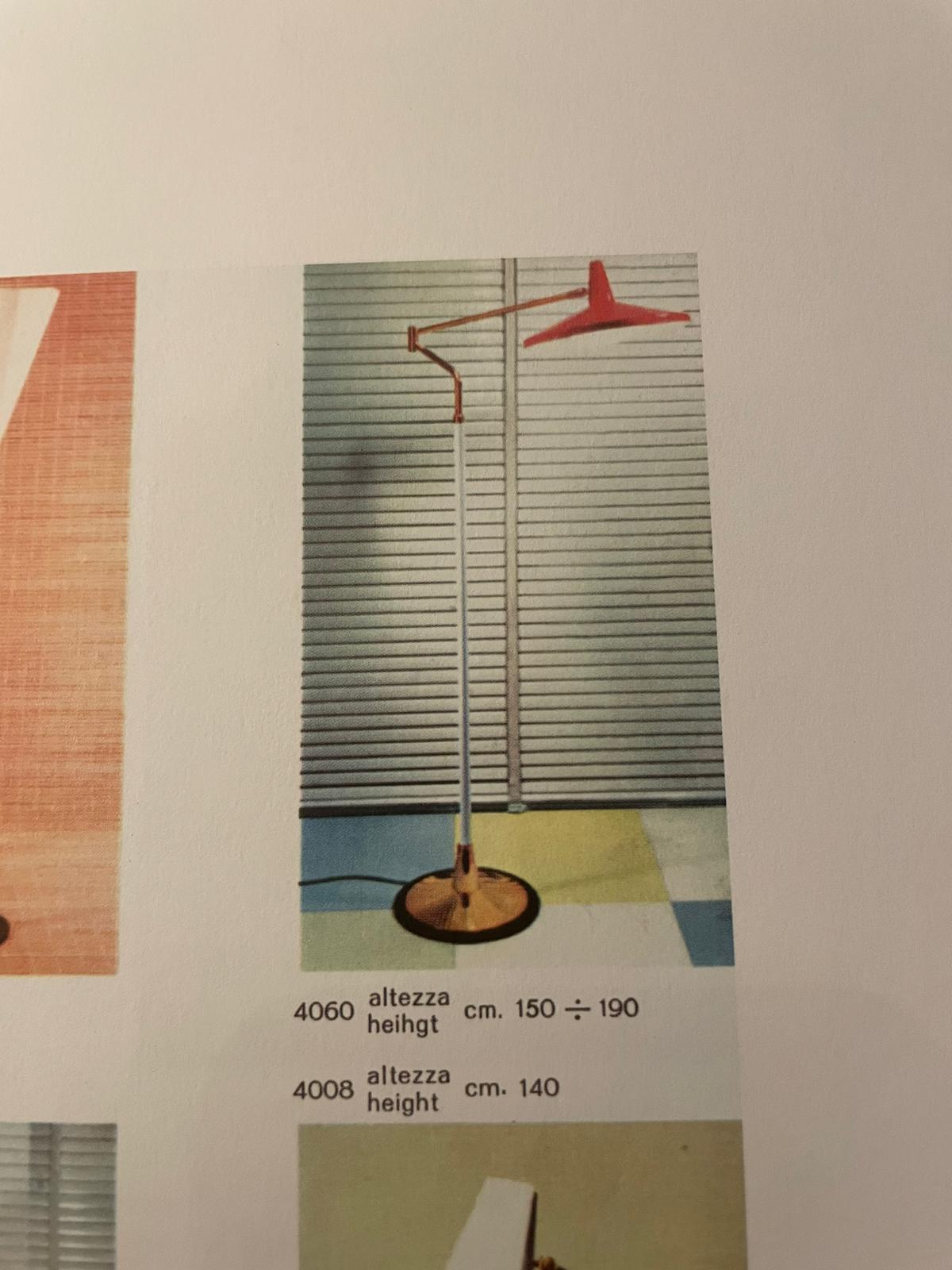 Stilnovo Adjustable Floor Lamp Mod. 4060 Nickel Plated Brass Glass, 1962, Italy For Sale 5