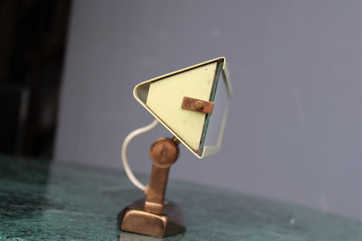 Stilnovo adjustable triangular spotlight mid century brass colored metal Italy.