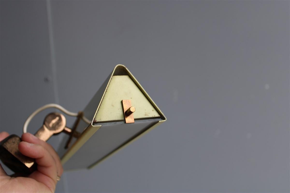 Stilnovo Adjustable Triangular Spotlight Mid Century Brass Colored Metal, Italy 3