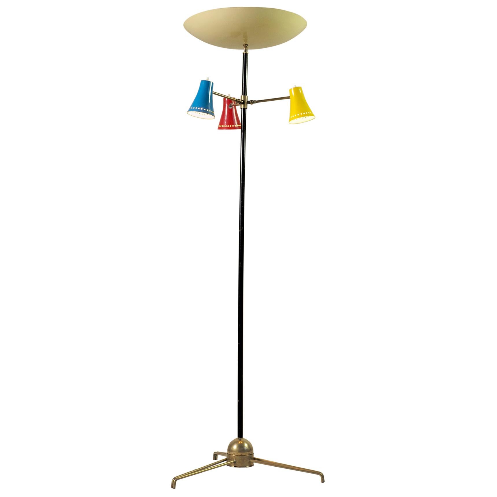 Stilnovo, Adjustable Tripod Floor Lamp, Italy, 1950 For Sale