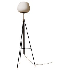 Stilnovo Adjustable Tripod Floor Lamp with Opaline Glass Shade