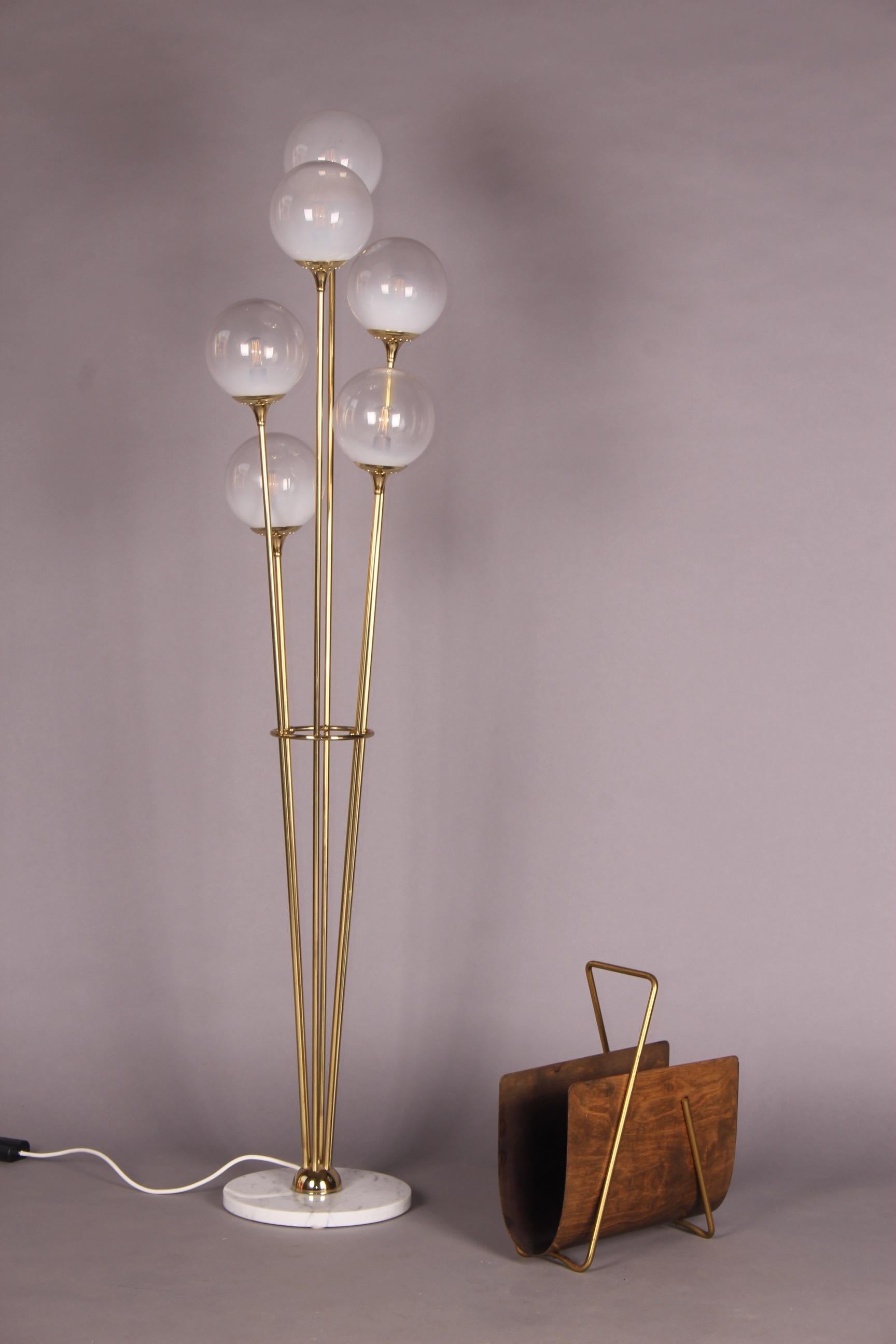Mid-20th Century Stilnovo Alberello Floor Lamp Marble Brass Glass