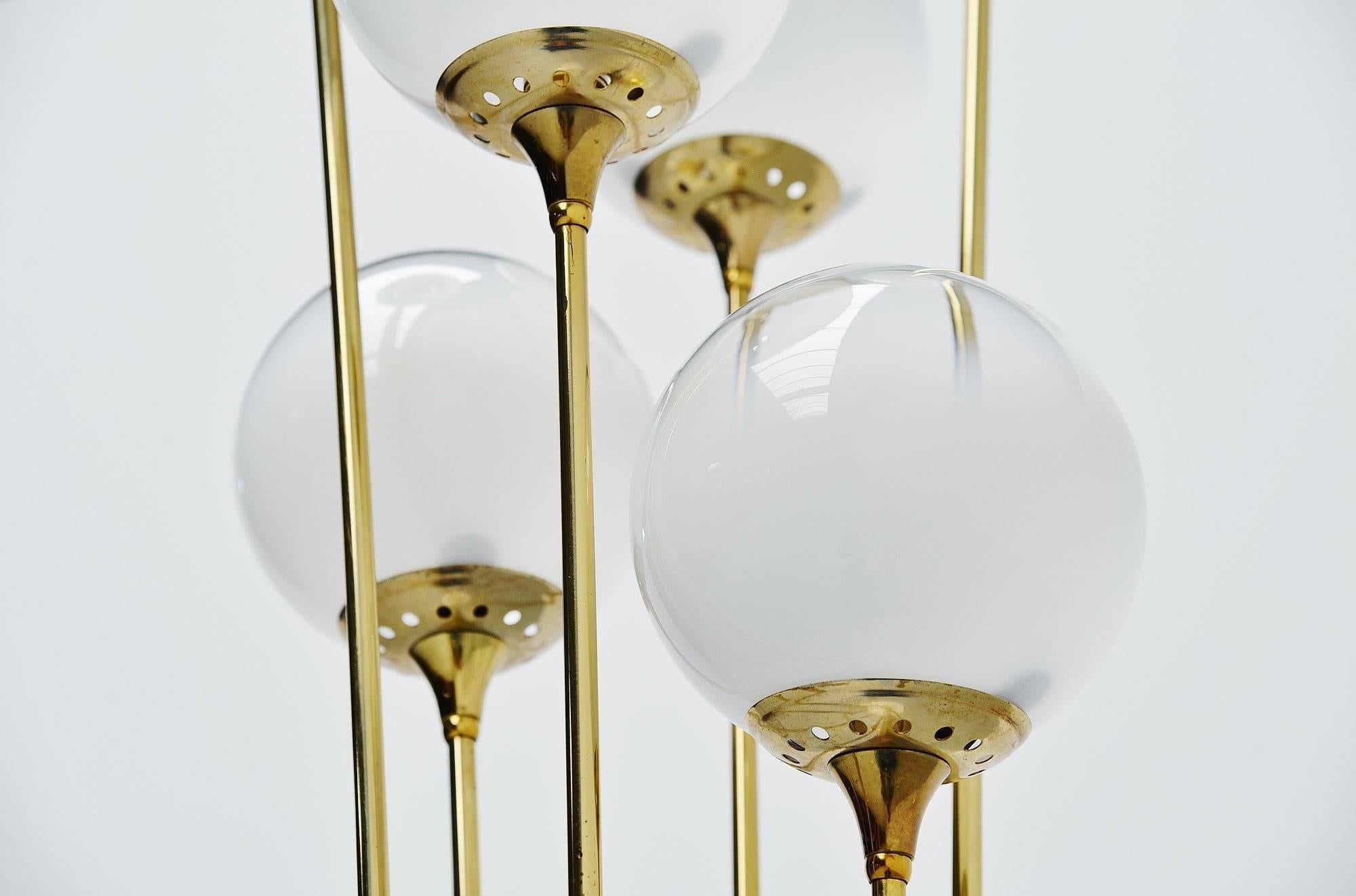 Mid-20th Century Stilnovo Alberello Floor Lamp Marble Brass Glass, Italy, 1960