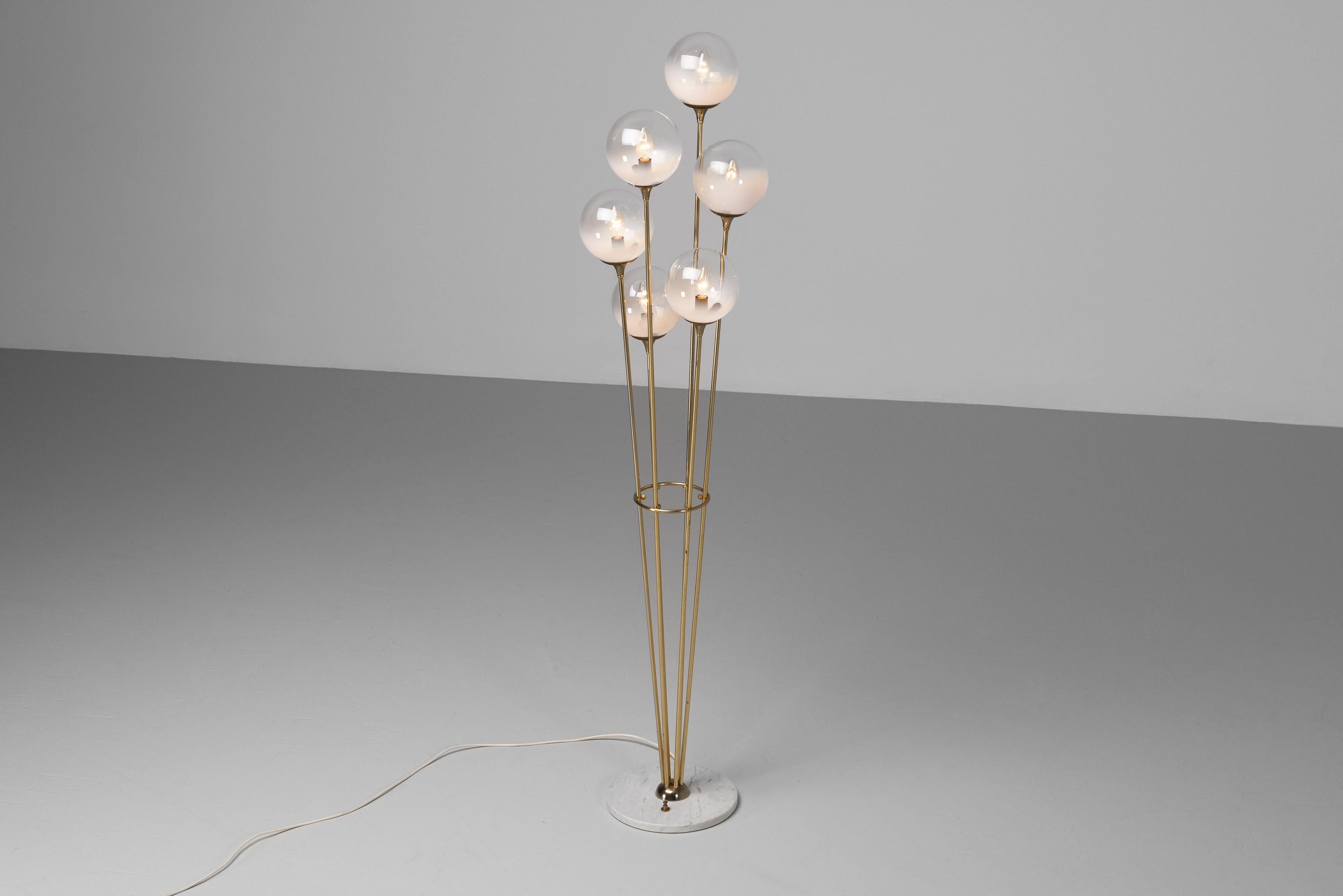 Stilnovo Alberello lampadaire marbre laiton Italie 1960 en vente 5