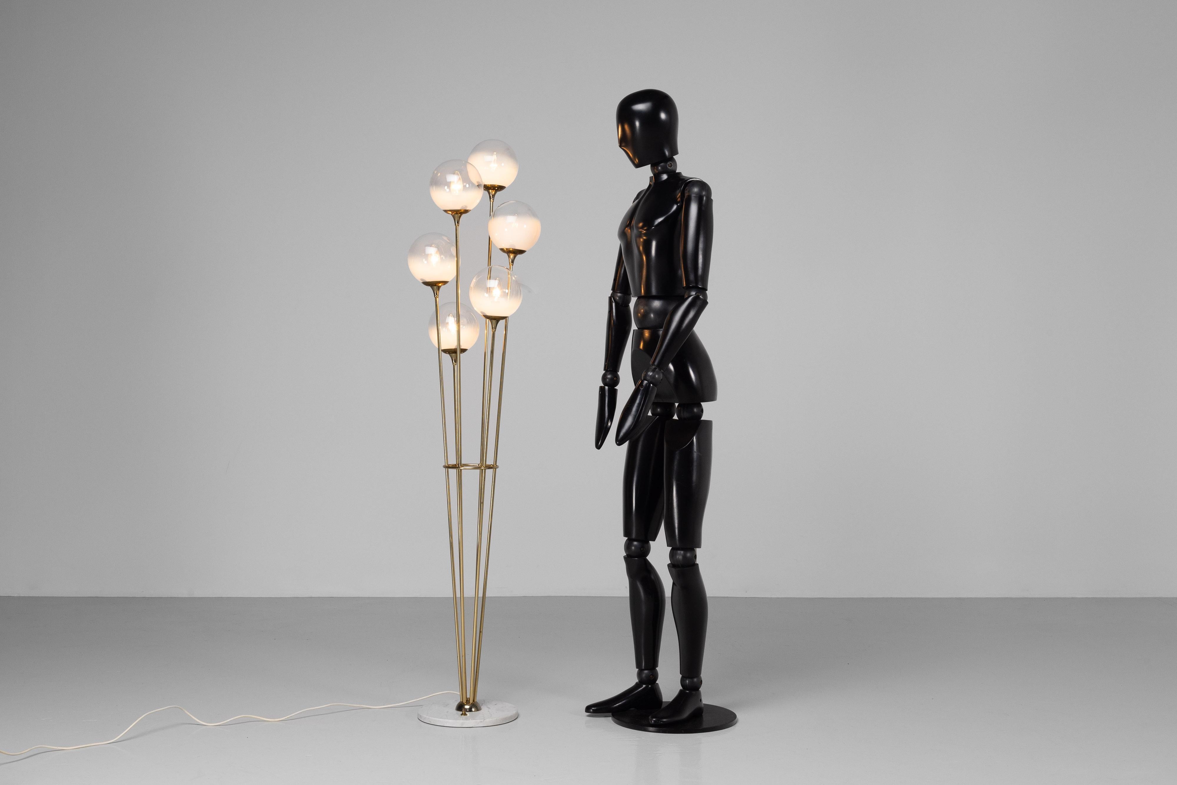 italien Stilnovo Alberello lampadaire marbre laiton Italie 1960 en vente