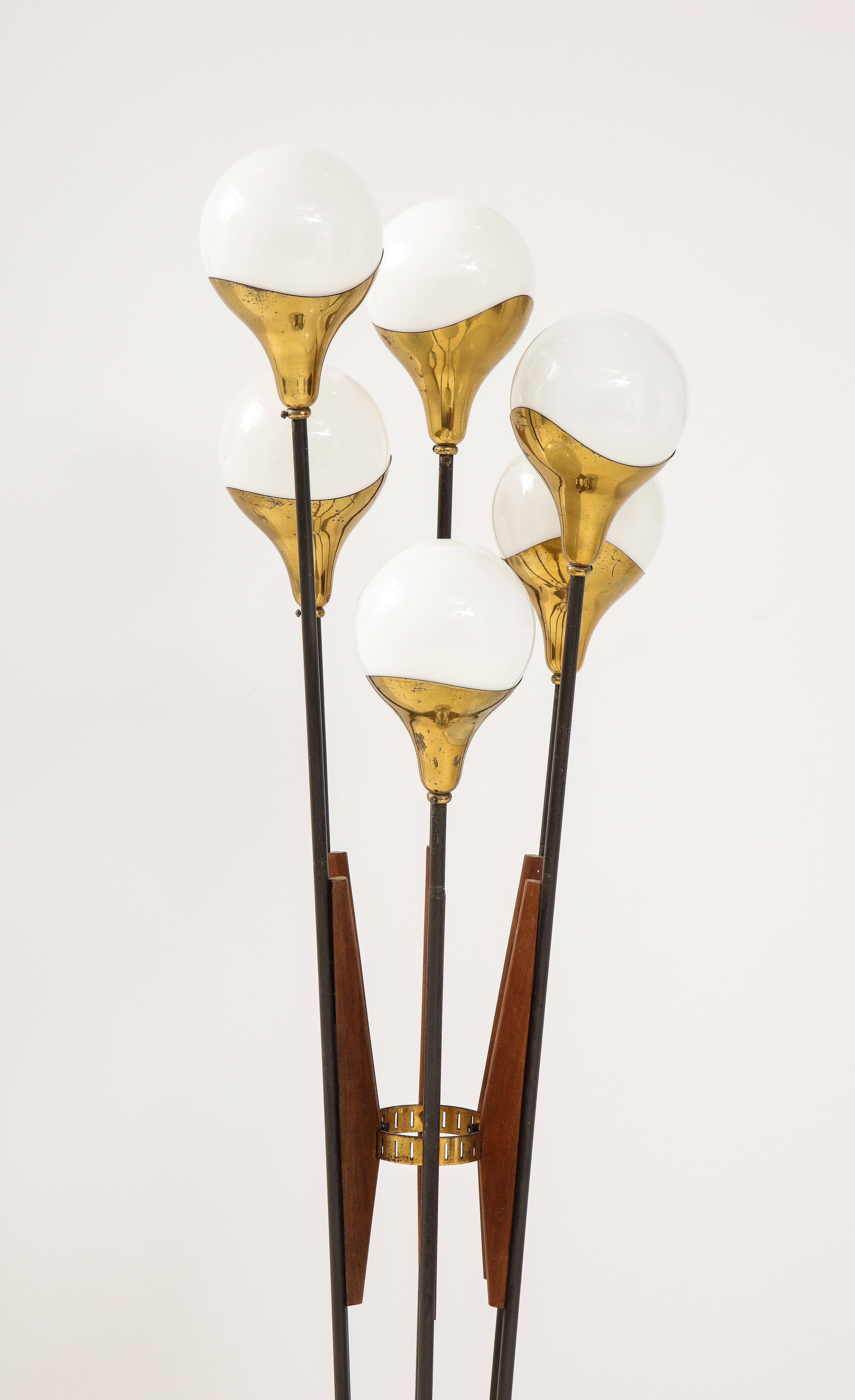 Stilnovo 'Alberello' Floor Lamp with Six Globe Lights, 1950s 8