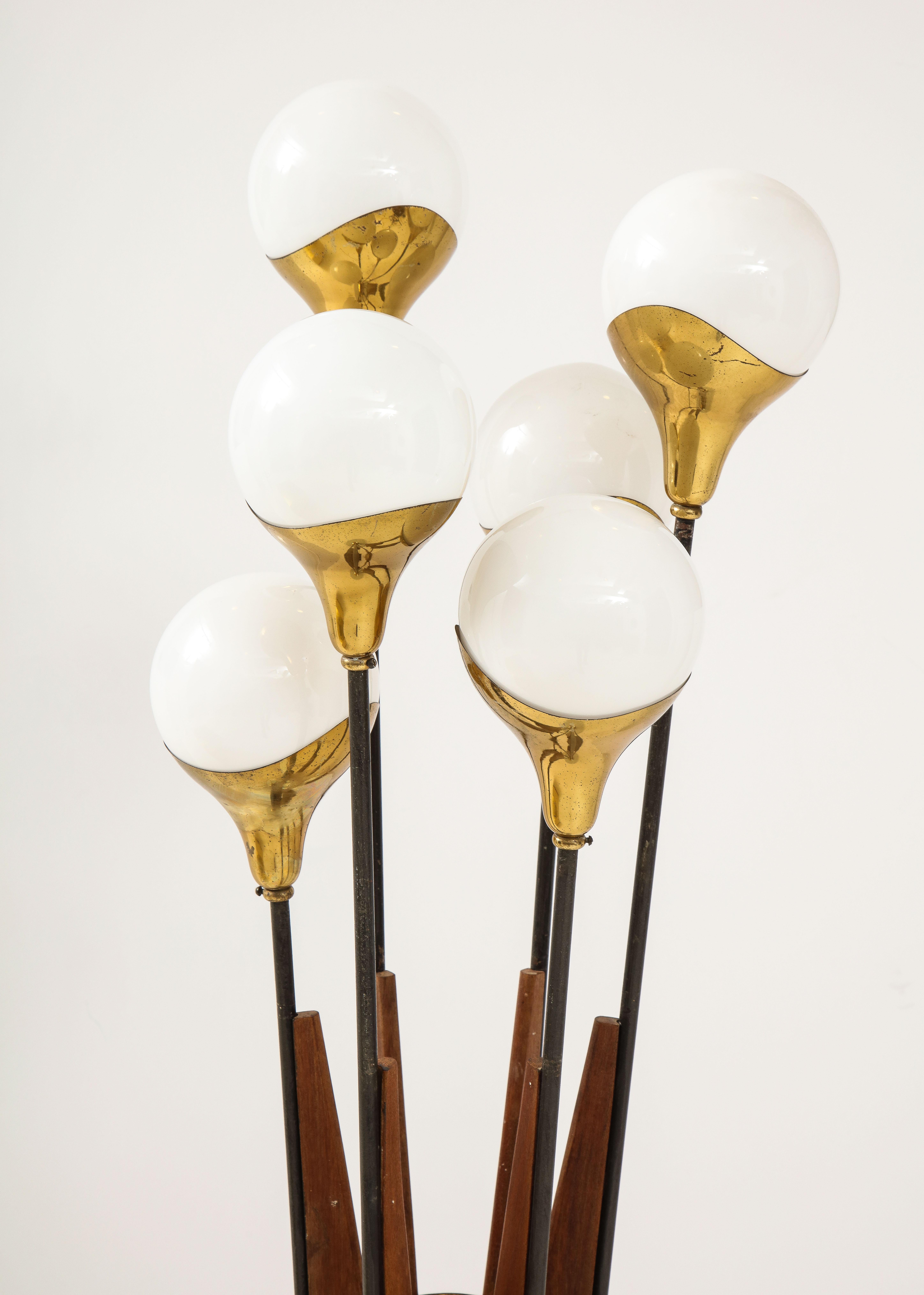 Stilnovo 'Alberello' Floor Lamp with Six Globe Lights, 1950s In Good Condition In New York, NY