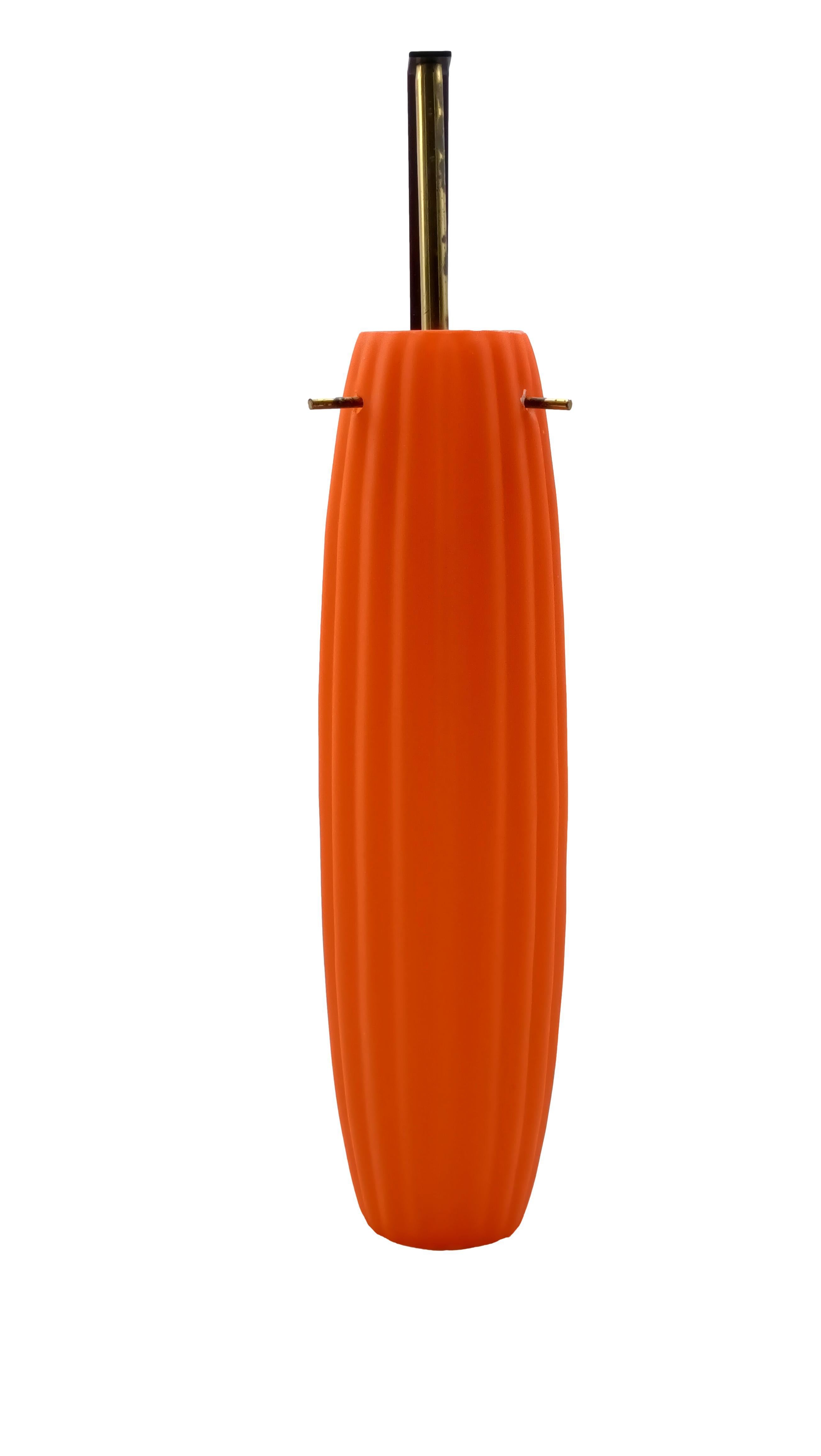 Italian Stilnovo Attrib. Brass and Orange Glass Wall Lamp, Italy 1960s For Sale