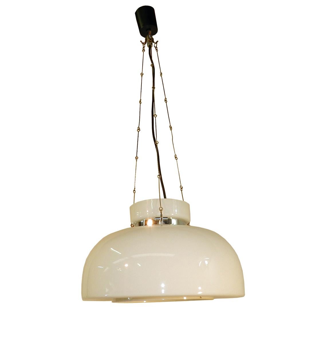 Mid-Century Modern Stilnovo 'Attribute a' Suspension in White Opaline, Italy, circa 1970-1980 For Sale