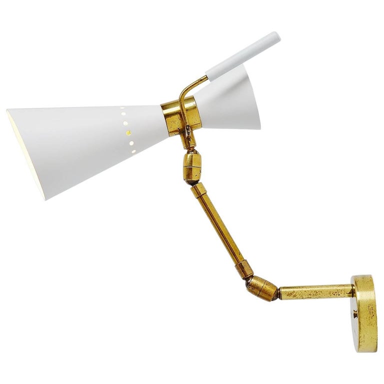 Applique Murale Italienne Diabolo, Style Moderne, Laiton, Réglable, Blanc