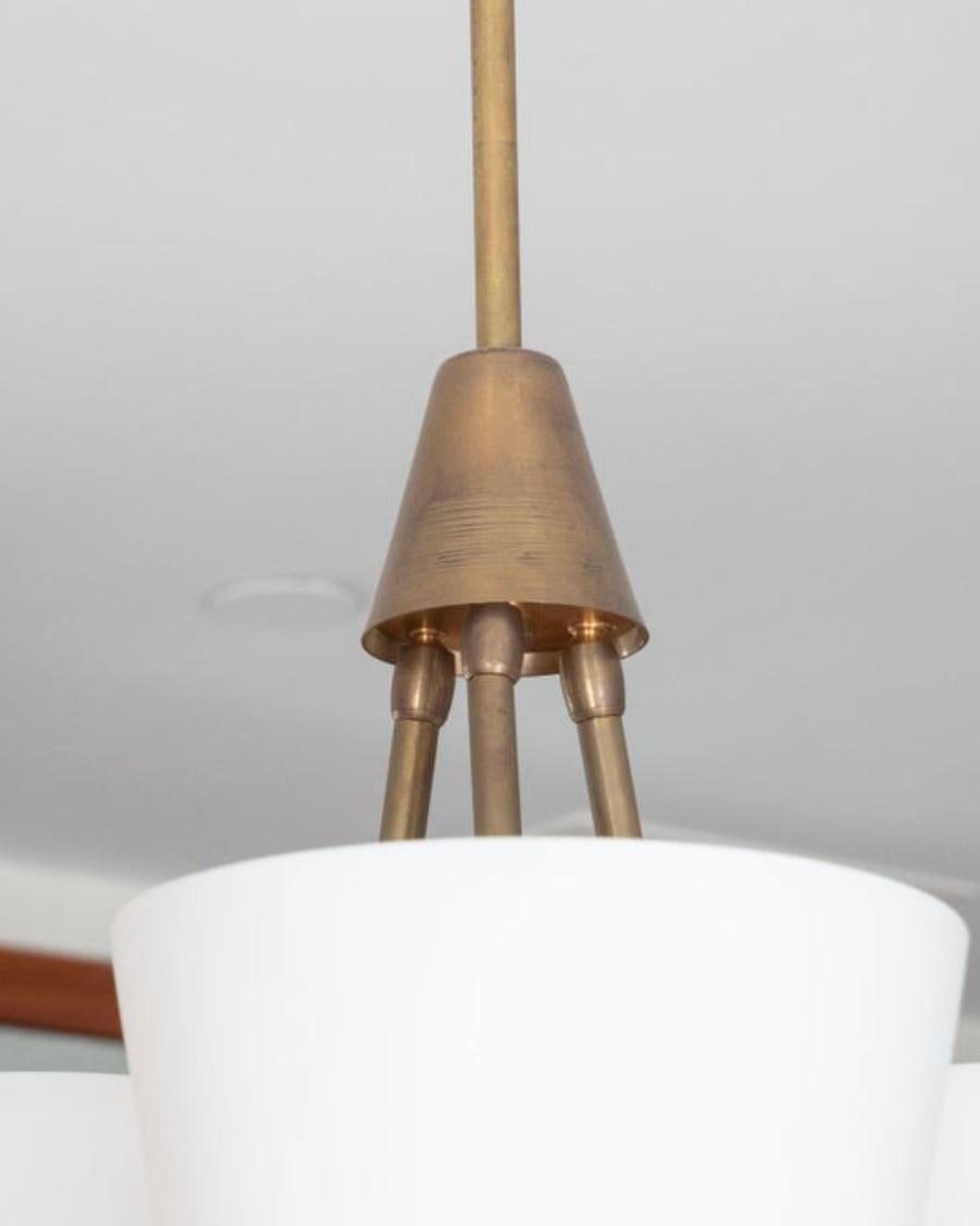 Stilnovo Attributed Glass & Brass Pendant Light For Sale 3