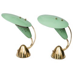 Stilnovo Attributed Light Green Nightstand Table Lamp, Italy, circa 1958