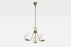 Atribución Stilnovo, Araña, Latón, Vidrio, Italia, Años 50