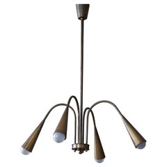 Stilnovo 
Attribution
 Four-Armed Modernist Chandelier, Brass, Italy, 1950s