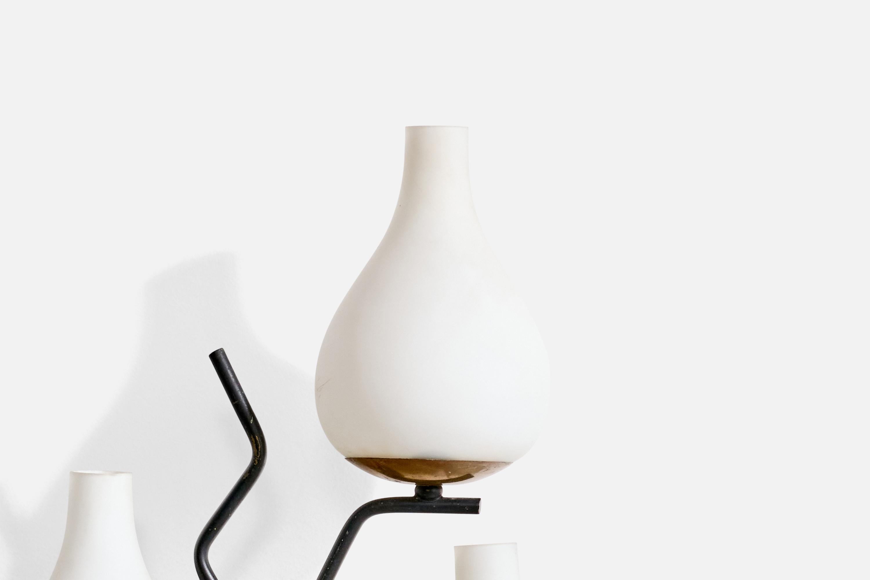 Stilnovo Attribution, Wall Lights, Brass, Metal, Italy, 1950s For Sale 4