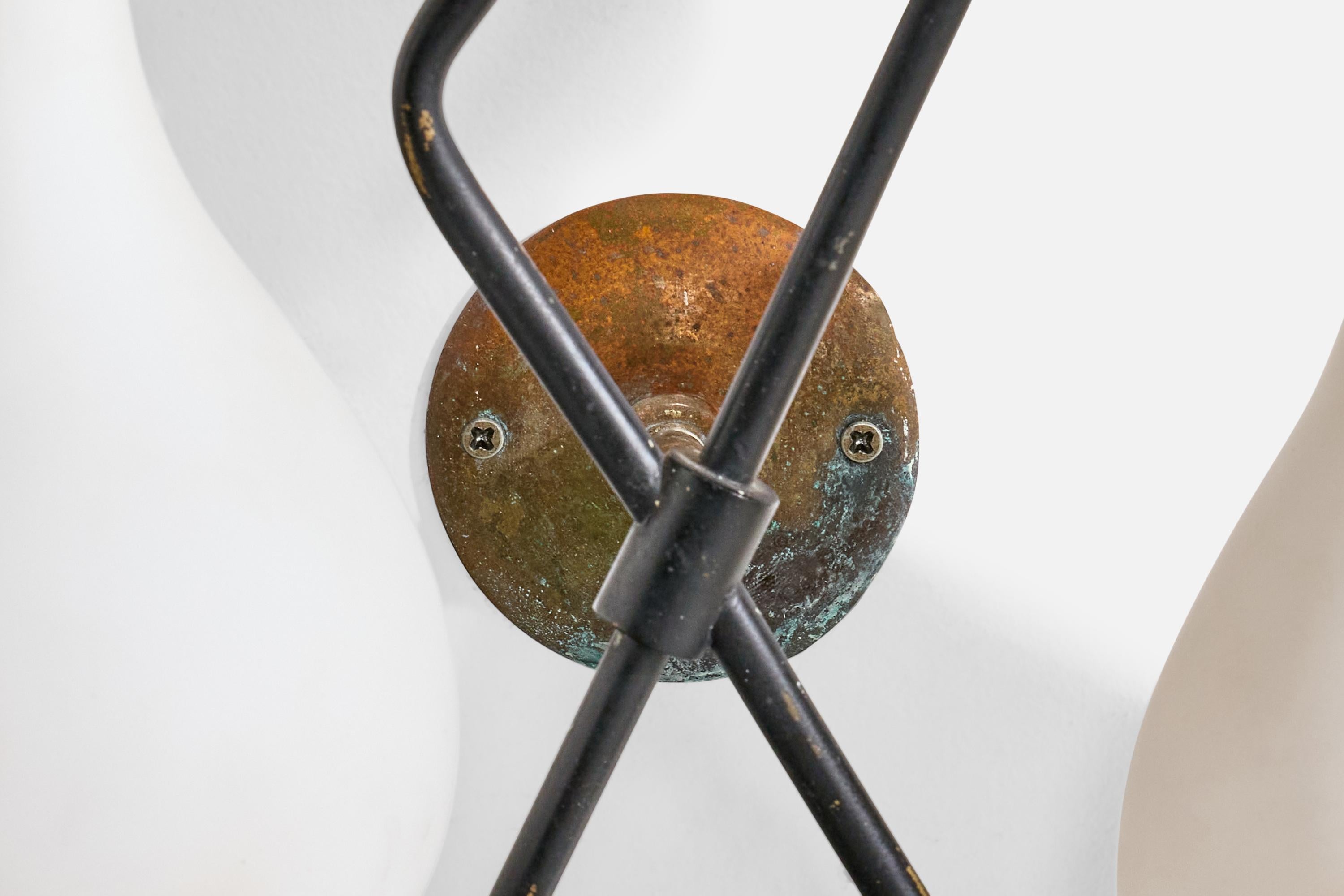 Stilnovo Attribution, Wall Lights, Brass, Metal, Italy, 1950s For Sale 1