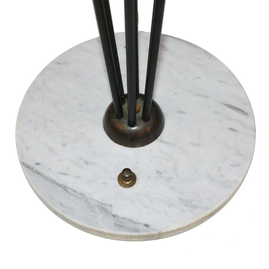 Italian Stilnovo Black Lacquered Iron Brass and Marble Floor Lamp, Italy, 1950s