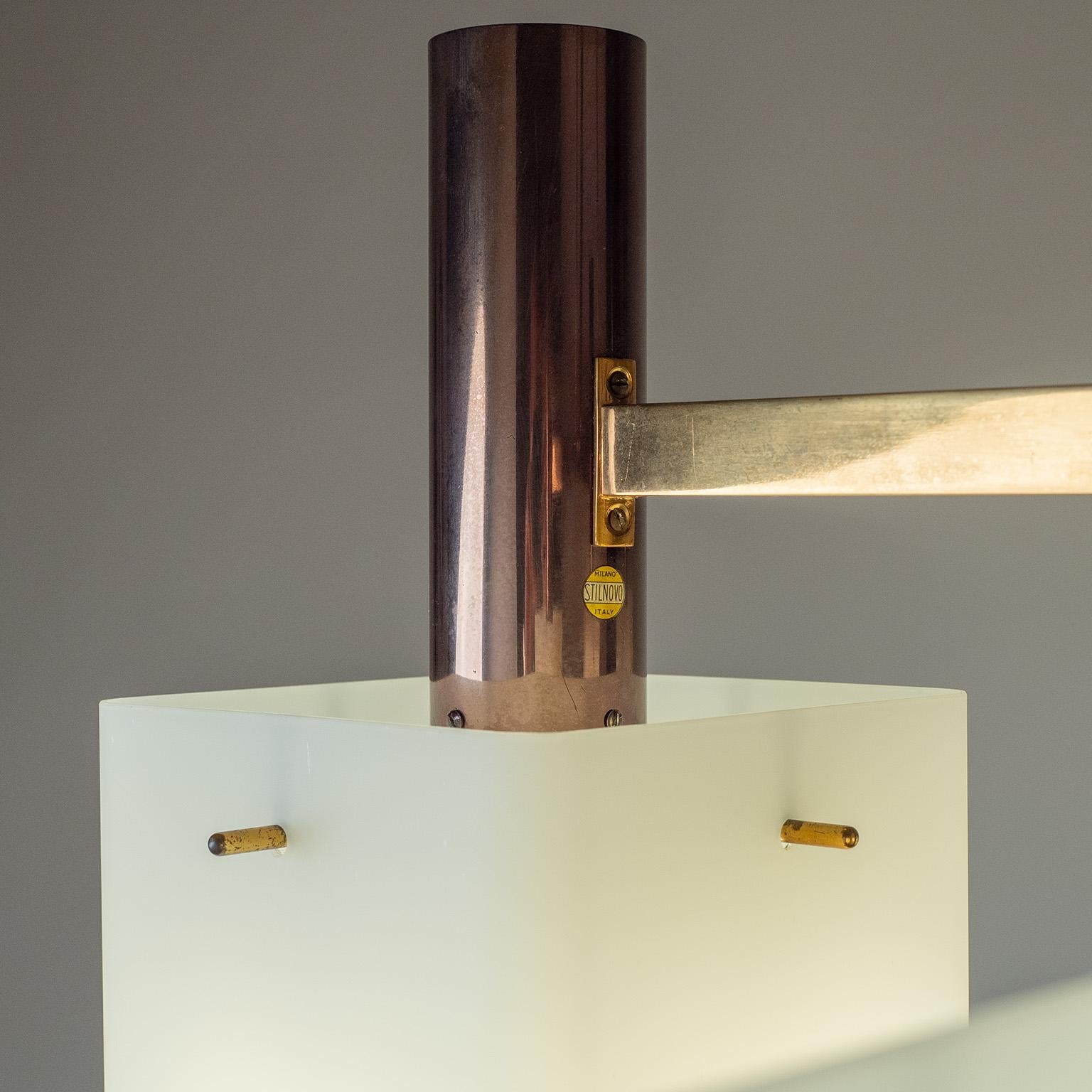 Stilnovo Brass And Glass Chandelier, 1950s im Angebot 3