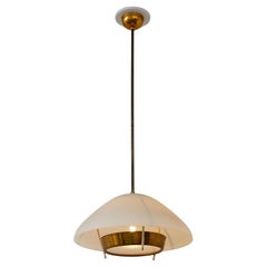 Lampada a sospensione in ottone e vetro Stilnovo C.C. anni '50
