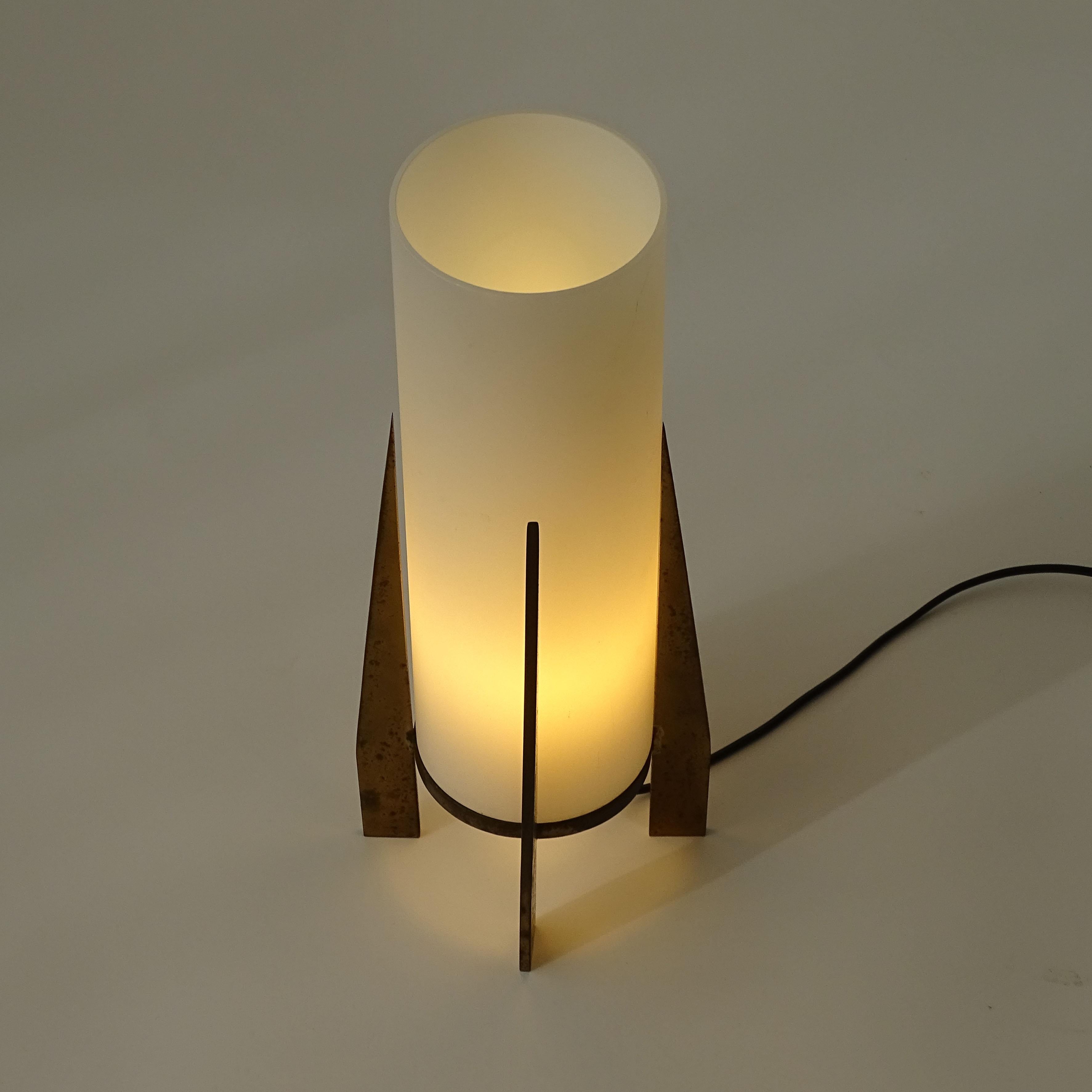Stilnovo Brass and Glass Table Lamp, Italy 1950s In Good Condition For Sale In Milan, IT