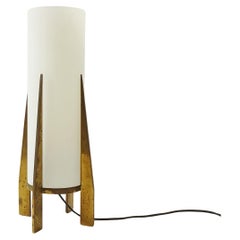 Retro Stilnovo Brass and Glass Table Lamp, Italy 1950s